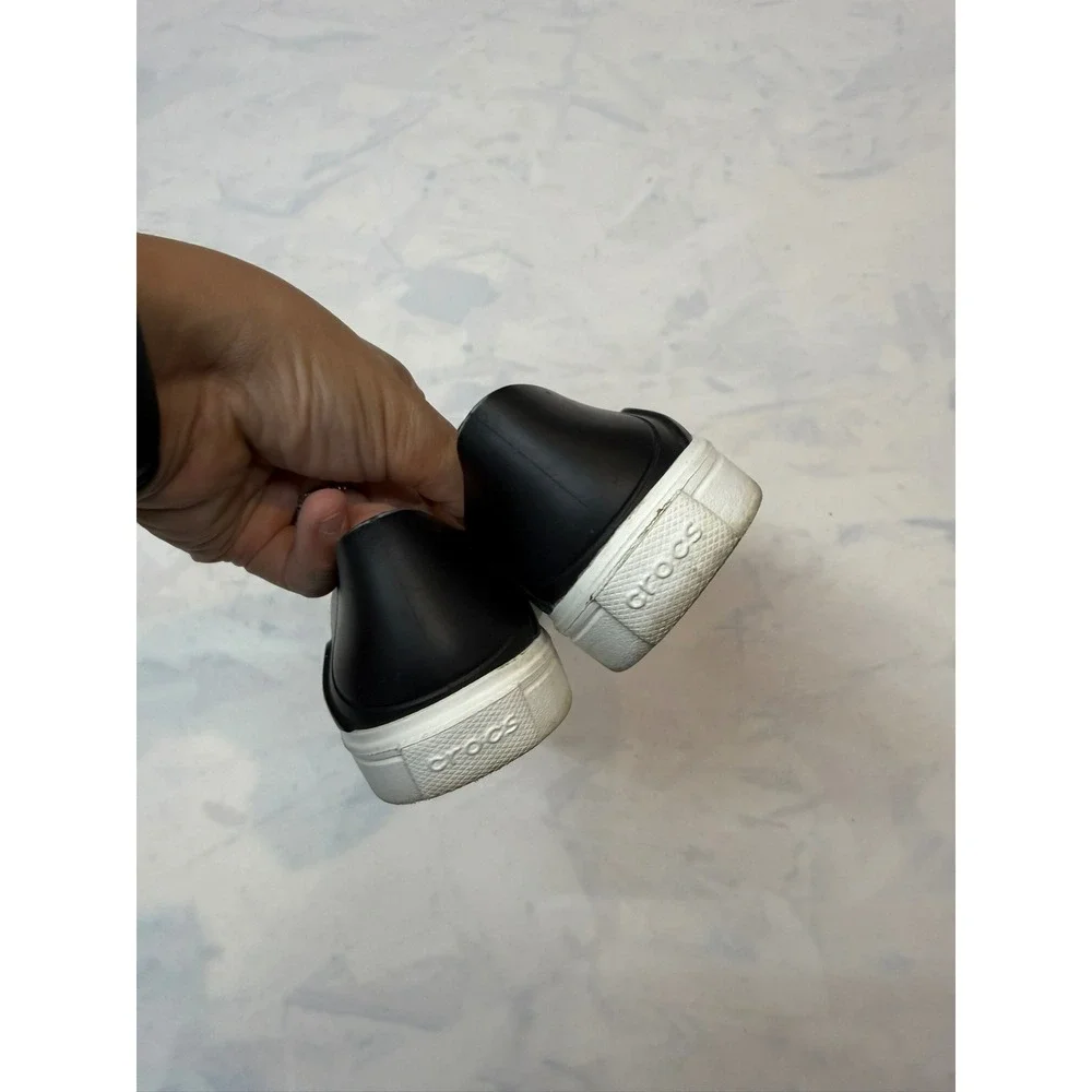 CROCS $59 Youth Boys 1 Black Neon Waterproof Citilane Roka Slip On Sneakers